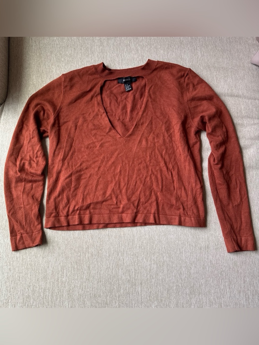 Forever 21 Rust Orange V-Neck Women's Sweater